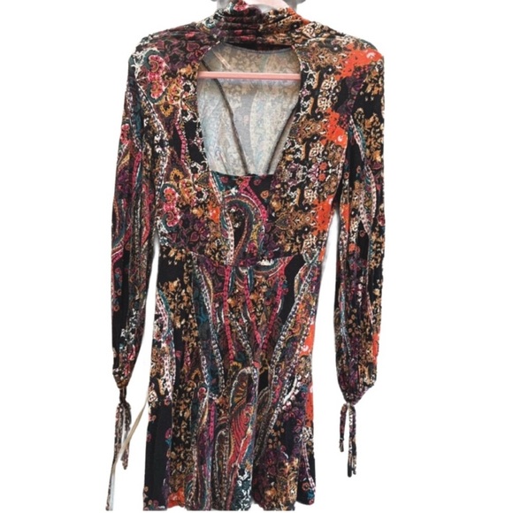 Free People “All Dolled Up” Paisley Mini Dress Open Back XS - Picture 5 of 9
